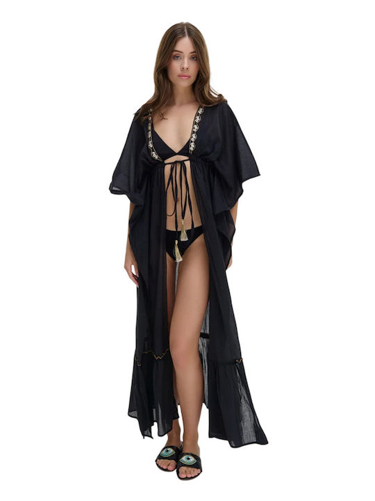 Ble Resort Collection Γυναικείο Μακρύ Κιμονό Παραλίας Multicolor