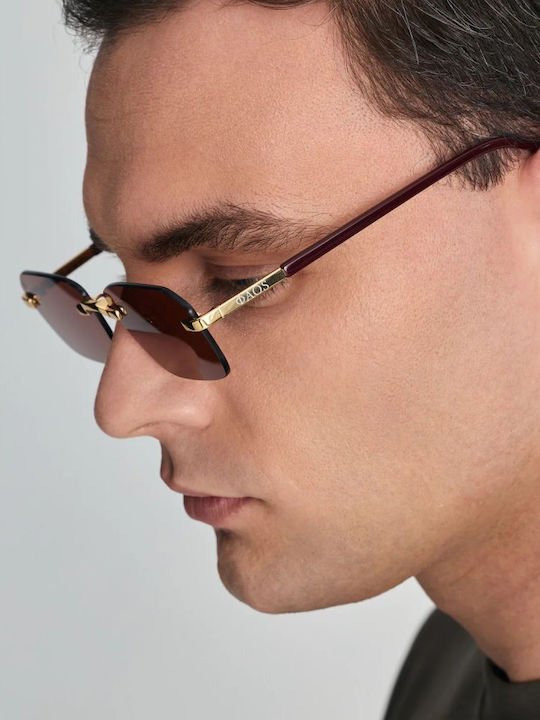 Faos Damenträger Sonnenbrille mit Gold Metallrahmen