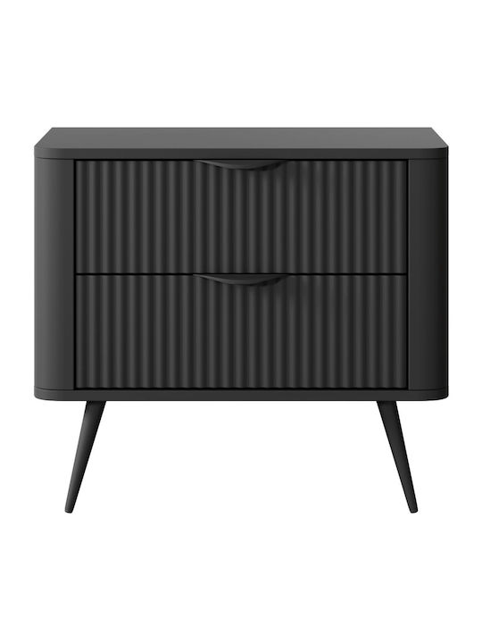 Κομοδίνο Lante Ξύλινο Ανθρακί 63x38x55cm