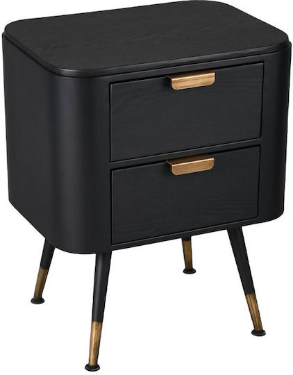 Colombo Wooden Black Bedside Table 50x39x63cm Colombo Wooden Black Bedside Table 50x39x63cm
