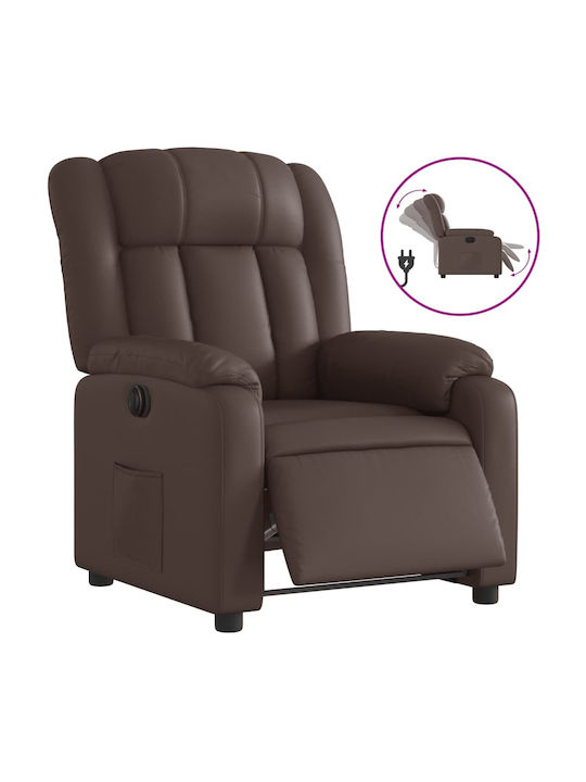 Πολυθρόνα Relax με Υποπόδιο από Δερματίνη Καφέ 78x92x98cm