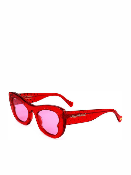 Agent Provocateur Unisex Γυαλιά Ηλίου με Κόκκινο Σκελετό και Φούξια Φακό