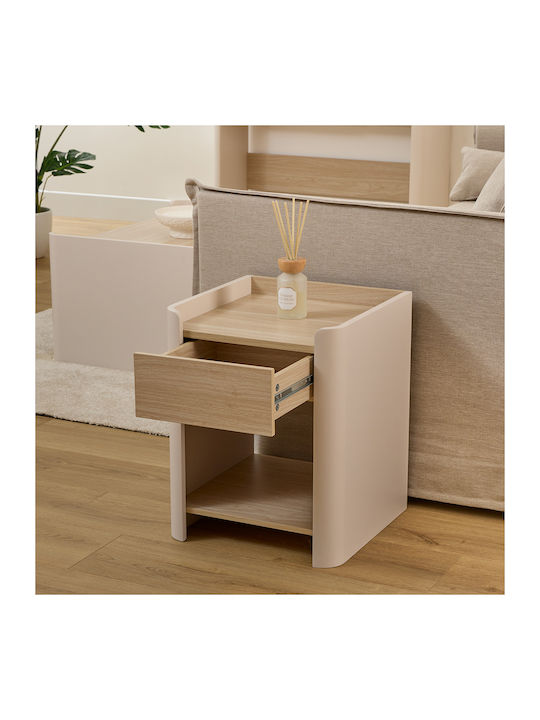 Κομοδίνο F-v Roundy Ξύλινο Μπεζ 40x40x50cm