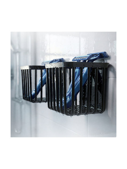 Femmit Adhesive Toothbrush Holder & Bathroom Organizer 2 Pieces – No Drilling Multifunctional Wall Organizer Oral-b Combs Razors & Kitchen – Black Abs Plastic