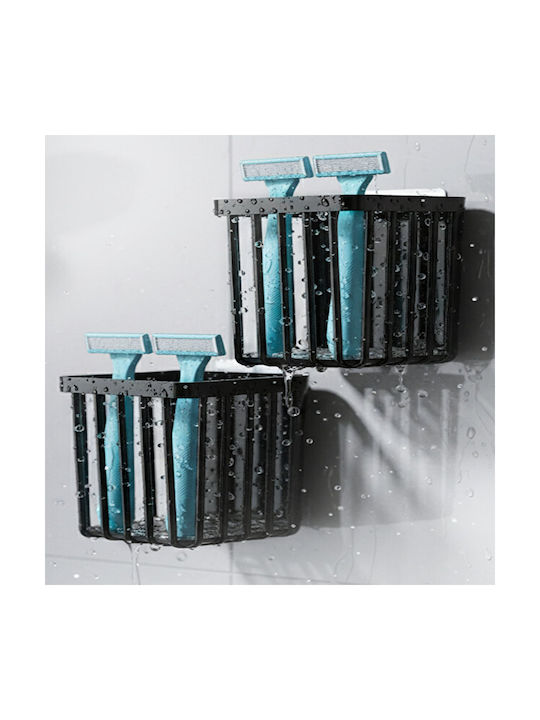 Femmit Adhesive Toothbrush Holder & Bathroom Organizer 2 Pieces – No Drilling Multifunctional Wall Organizer Oral-b Combs Razors & Kitchen – Black Abs Plastic