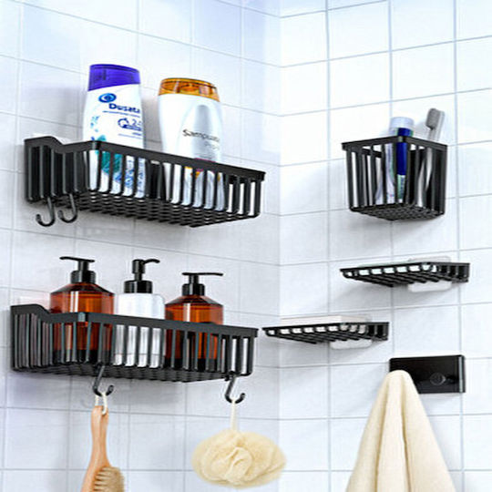 Femmit Adhesive Toothbrush Holder & Bathroom Organizer 2 Pieces – No Drilling Multifunctional Wall Organizer Oral-b Combs Razors & Kitchen – Black Abs Plastic