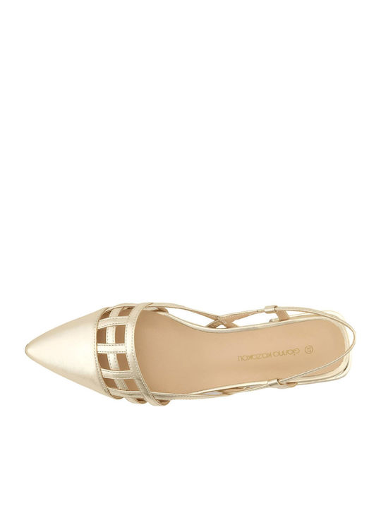 Mules with Heel in Gold Colour