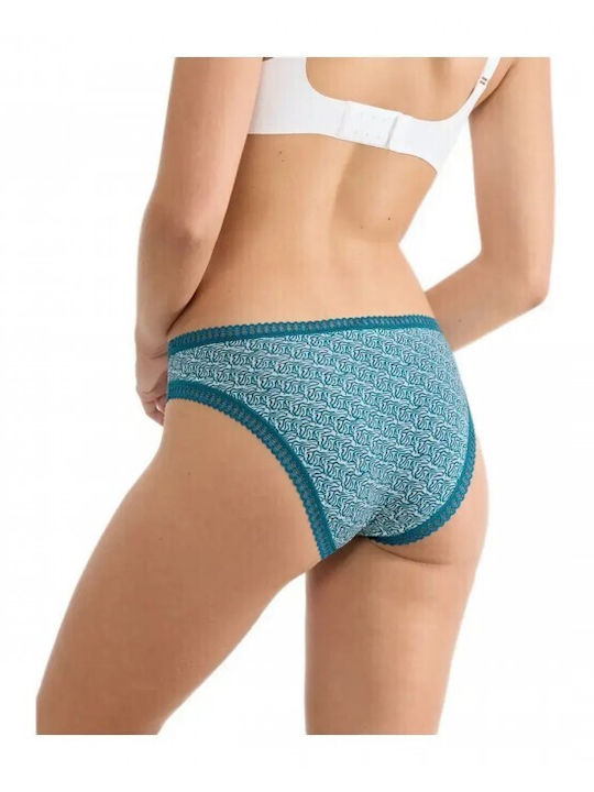 Βαμβακερά Γυναικεία Slip 3Pack με Δαντέλα Πετρόλ/γκρι/εμπριμέ
