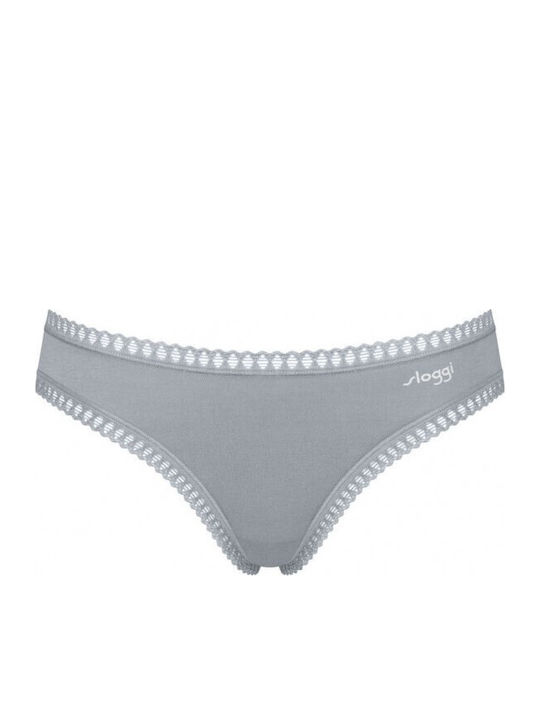 Βαμβακερά Γυναικεία Slip 3Pack με Δαντέλα Πετρόλ/γκρι/εμπριμέ