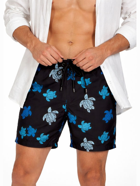 Men's Swimwear Shorts Black With Patterns