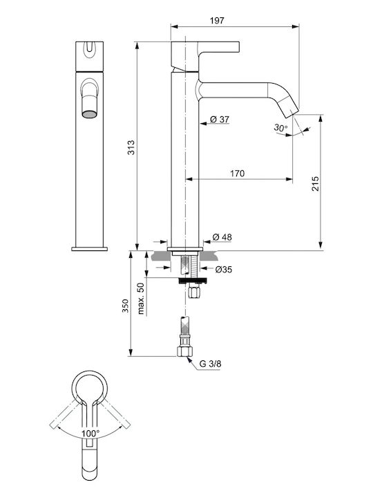 Ideal Standard Joy Mixing Sink Faucet Gray