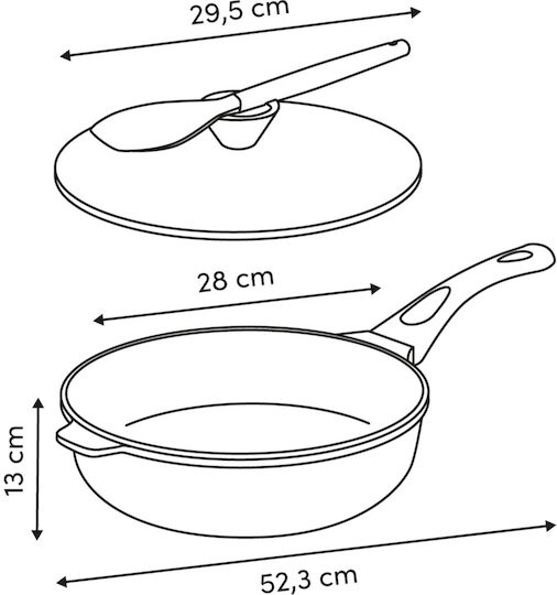 5Five F-v Aluro Saute Pan Made of Cast Aluminum with Lid with Non-Stick Coating 28cm