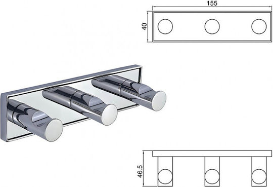 Modena Triple Bathroom Hook with Screws Silver Modena Triple Bathroom Hook with Screws Silver