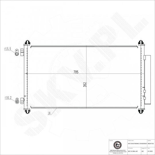 Condensator Climatizare Honda CR-V III Dezumidificator 80110SWAA01