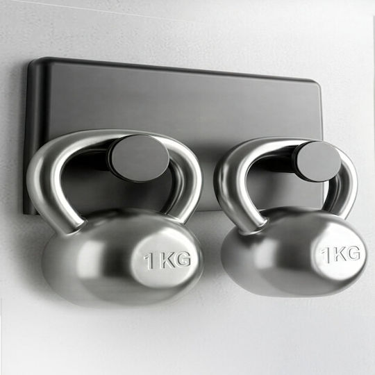 Femmit Set of 4 Adhesive Wall Hooks 8 Positions Organization Without Drilling Bathroom & Kitchen 10 x 6 cm Black