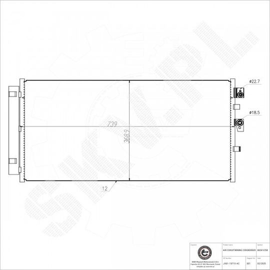 Air Conditioning Condenser for Ford Focus IV A/C Dryer JX6119710AC