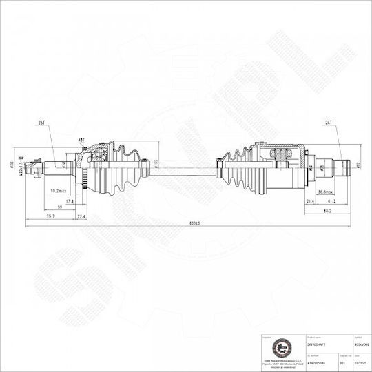 Ημιαξόνιο Κίνησης Toyota Avensis Εμπρός Αριστερό 4342005380