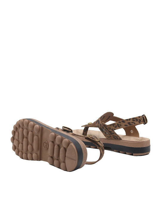 Damen Flache Sandalen Mokka