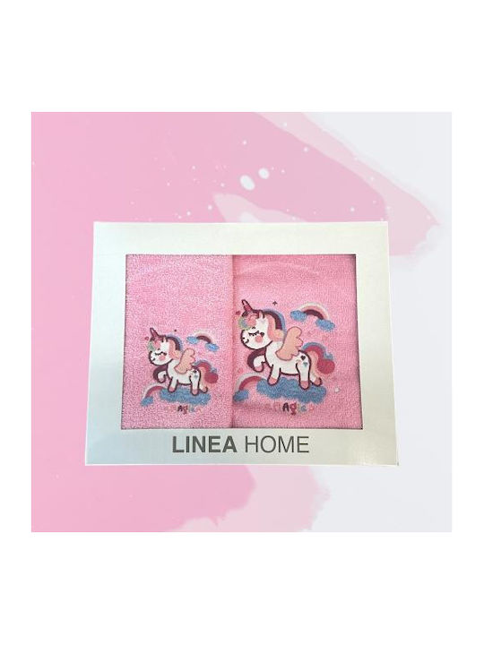 Linea Home Set Baby- & Kinderhandtücher 2 Stück Unicorn Rosa Linea Home Set Baby- & Kinderhandtücher 2 Stück Unicorn Rosa