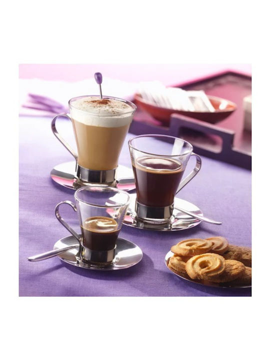 Bormioli Rocco Americano Ypsilon Set Tassen Kaffee Inox Silber 2 Stück