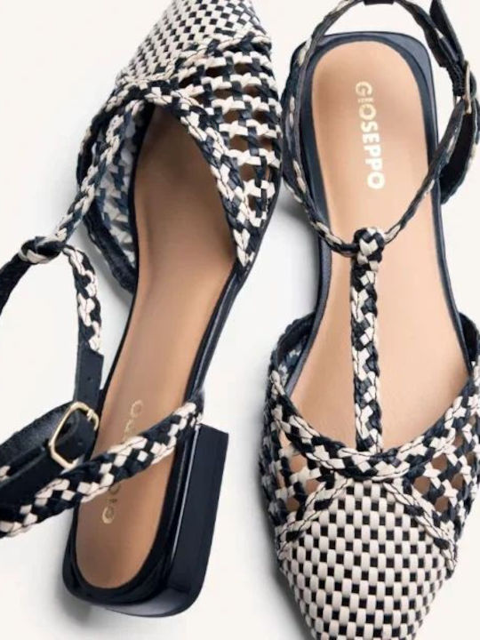Leather Women's Pointed Toe Ballerina Shoes With Strap In Black Color