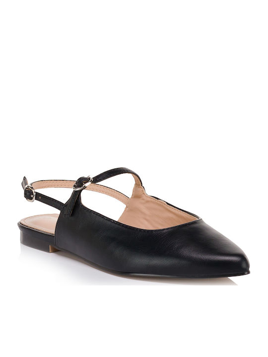 Damen Ballerinas Slingback Mit Riemen in Schwarz Farbe