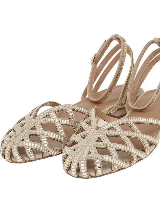Suede Women's Ballerina Shoes In Pink Colour W470006315C6-ICE HM-274 With L.Gold Oblong Strass