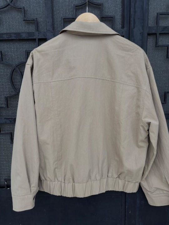 Damen Bomber Jacke Beige