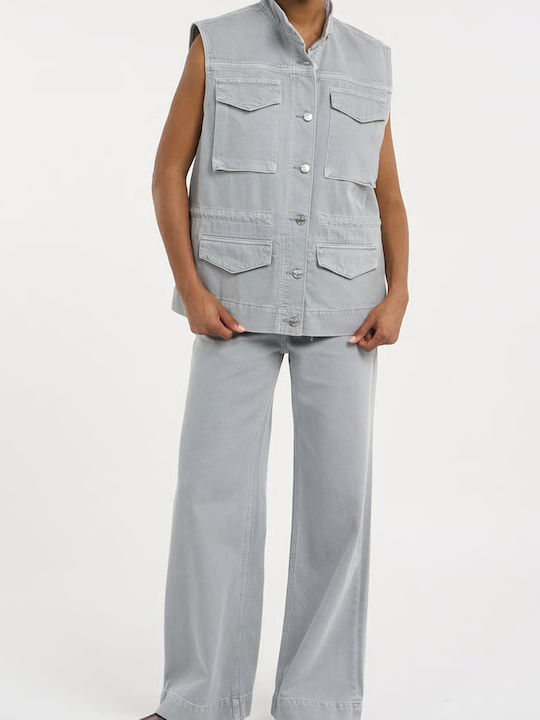 Women's Sleeveless Jacket for Winter Soft Grey