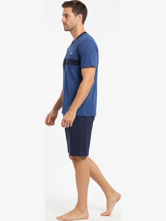 Dustin Summer Men's Pyjama Pants Cotton Blue Indigo