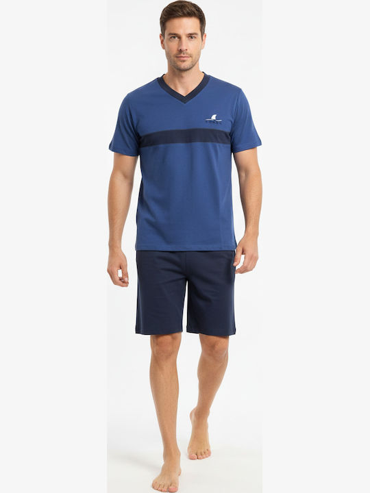 Dustin Summer Men's Pyjama Pants Cotton Blue Indigo