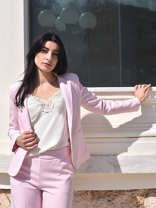 Tweet With Love Kurzes Damen Blazer Rosa