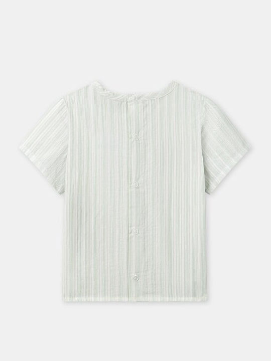 Tricou Pentru Copii Cu Dungi Mâneca Scurtă Alb