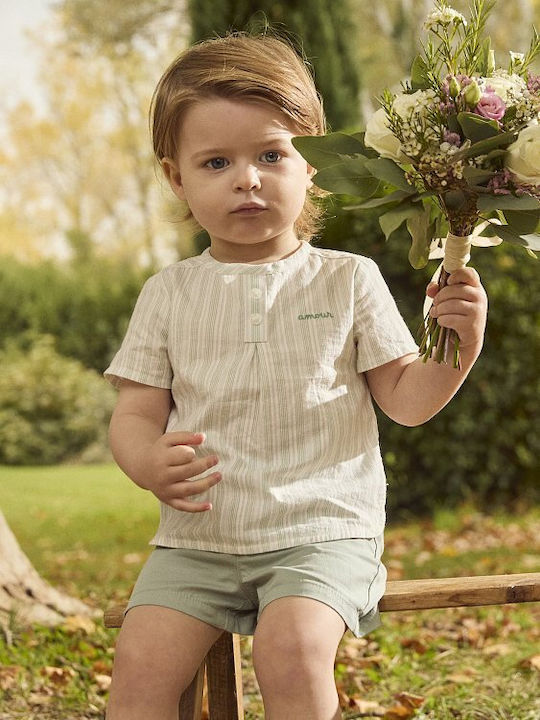 Tricou Pentru Copii Cu Dungi Mâneca Scurtă Alb