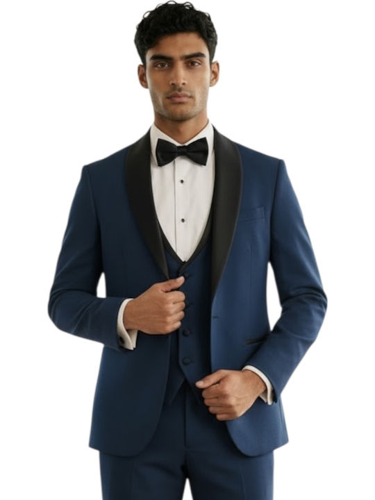 Men's Groom's Suit with Vest Blue