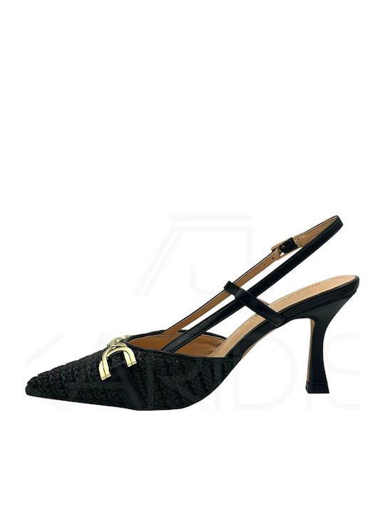 Pantofi Cu Toc Din Piele Negri 10633005 Negru