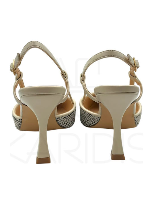 Pantofi Cu Toc Din Piele Bej 10633005 Bej