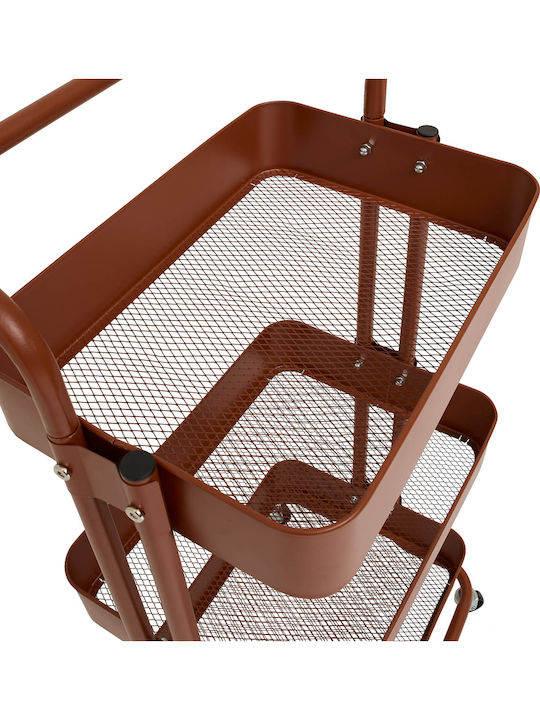 5Five Metallic Kitchen Trolley 3 Tiers Brown 45x36.5x86cm