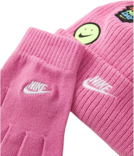 Peak Beanie Unisex Σκούφος Πλεκτός σε Ροζ χρώμα