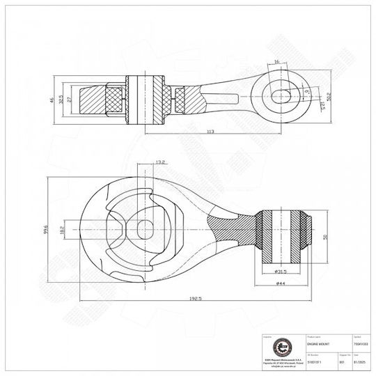 Монтаж за Двигател Fiat Doblo Opel Комбо Долен Заден 51831511