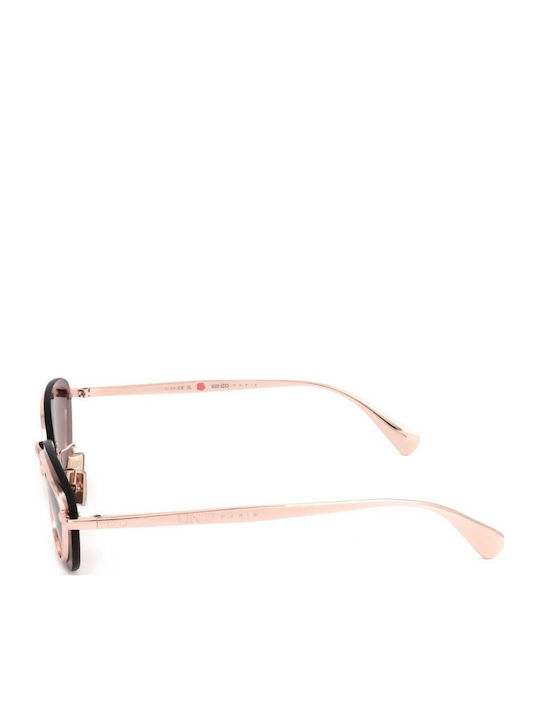 Kenzo Women's Sunglasses with Rose Gold Metallic Frame and Red Lens