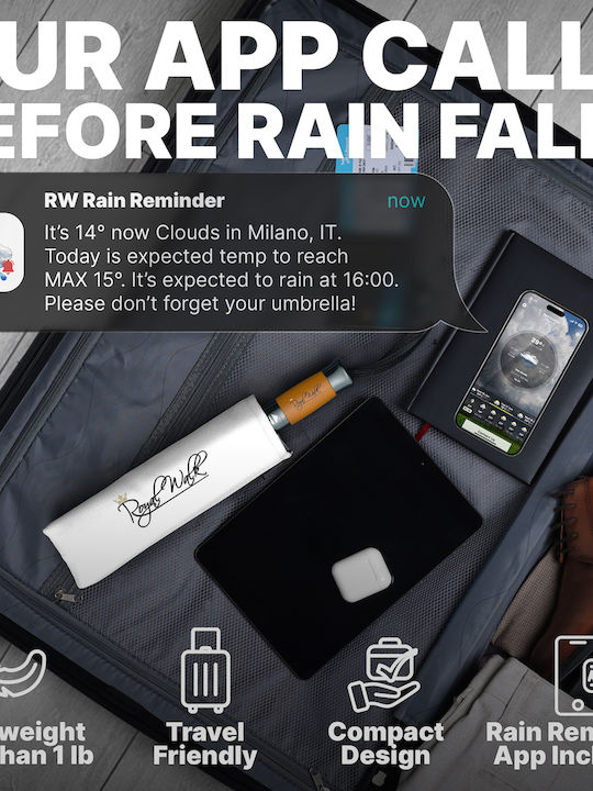 Royal Walk Windproof Automatic Umbrella Compact White