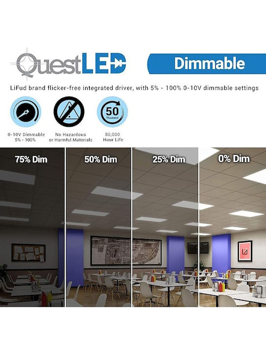 Lightplanet Panou LED Rectangular În Aer Liber 80W cu Lumină Albă Rece 6500K 120x60cm