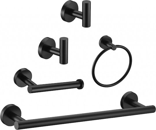 eR D L Badezimmerzubehör-Set Inox Grau 5 Stück eR D L Badezimmerzubehör-Set Inox Grau 5 Stück