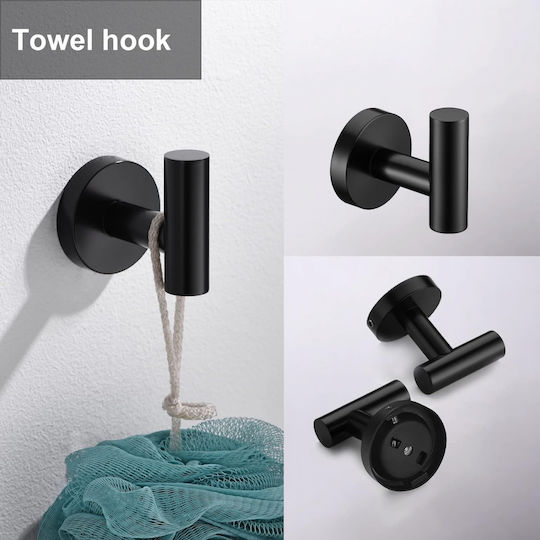 Wall Mounted Bathroom Accessory Set Inox Gray 5 Pieces