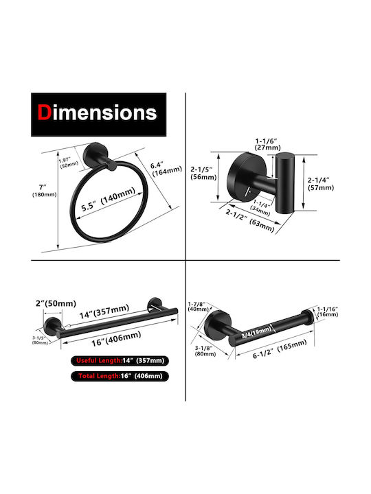 Set Accesorii Baie Montat pe Perete Inox Gri 5 Bucăți
