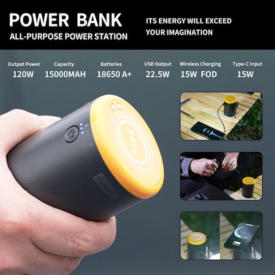 Bayu Laterne Batterie für Camping mit Powerbank & Ventilator 1600lm 15W Kupfer