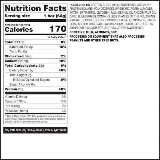 Quest Nutrition Μπάρα με 5gr Πρωτεΐνης & Γεύση Blueberry Muffin 60gr