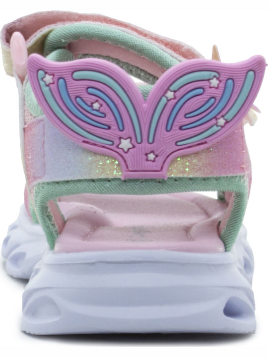 Kids' Sandals with Hoop & Loop Closure and Lights Pink