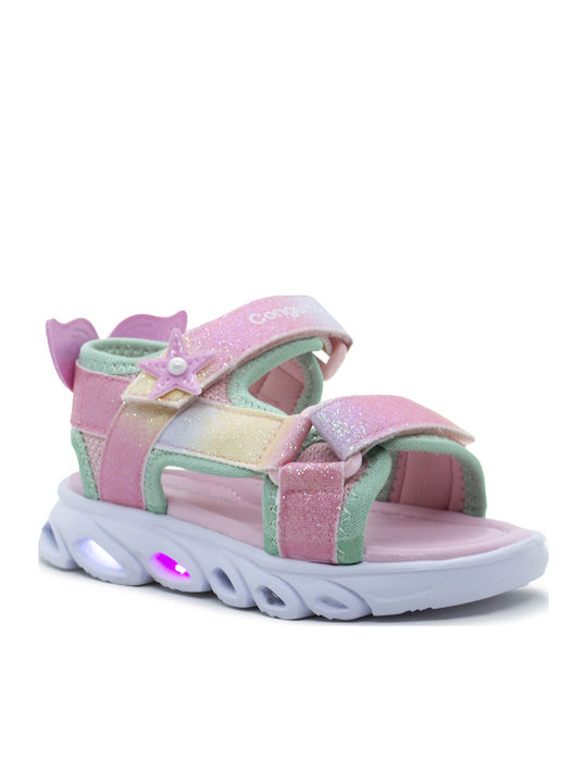 Kids' Sandals with Hoop & Loop Closure and Lights Pink